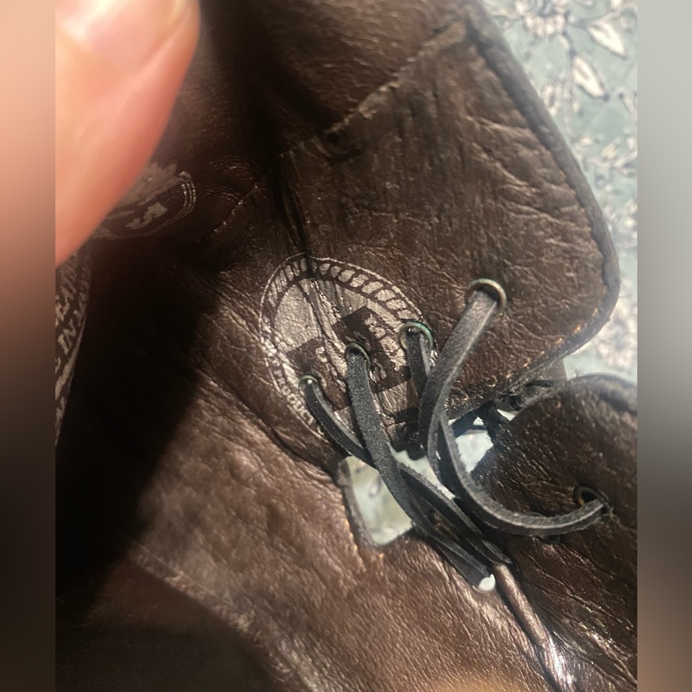 Black leather bootie with side lace accents. Ladies size 9. - Picture 12 of 15